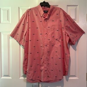 Chaps Easy Care Casual Button Down Shirt Shark Pattern